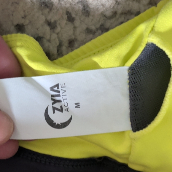 ZYIA Neon Yellow & Charcoal Ribbed Sports Bralette - Picture 3 of 5